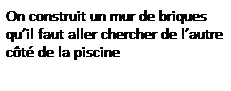 Zone de Texte: On construit un mur de briques qu�il faut aller chercher de l�autre c�t� de la piscine
